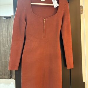 Abercrombie & Fitch Brown Ribbed Bodycon Dress